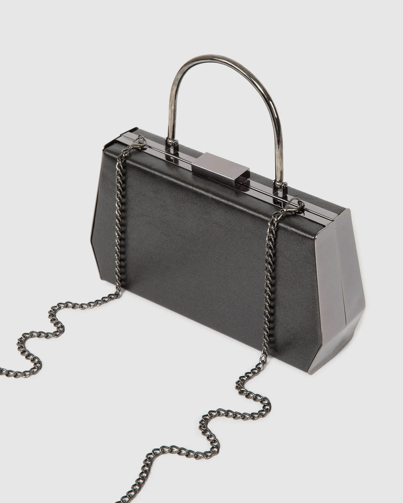 Black Gia Top Handle Clutch Bag