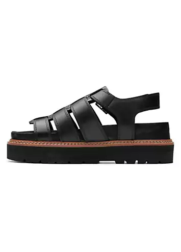 Black Leather Orianna Twist Sandals by Clarks | Look Again