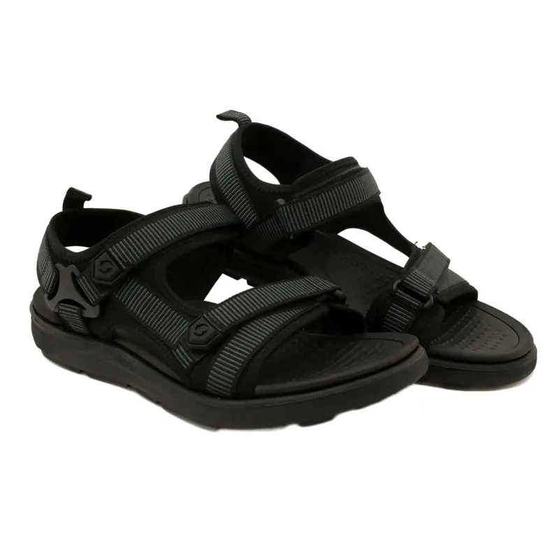 Black men's sports sandals with Velcro News 23MN11-5623
