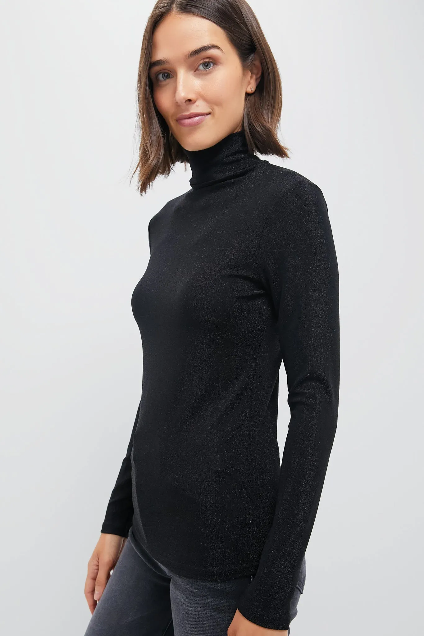 Black Metallic Ellory Turtleneck