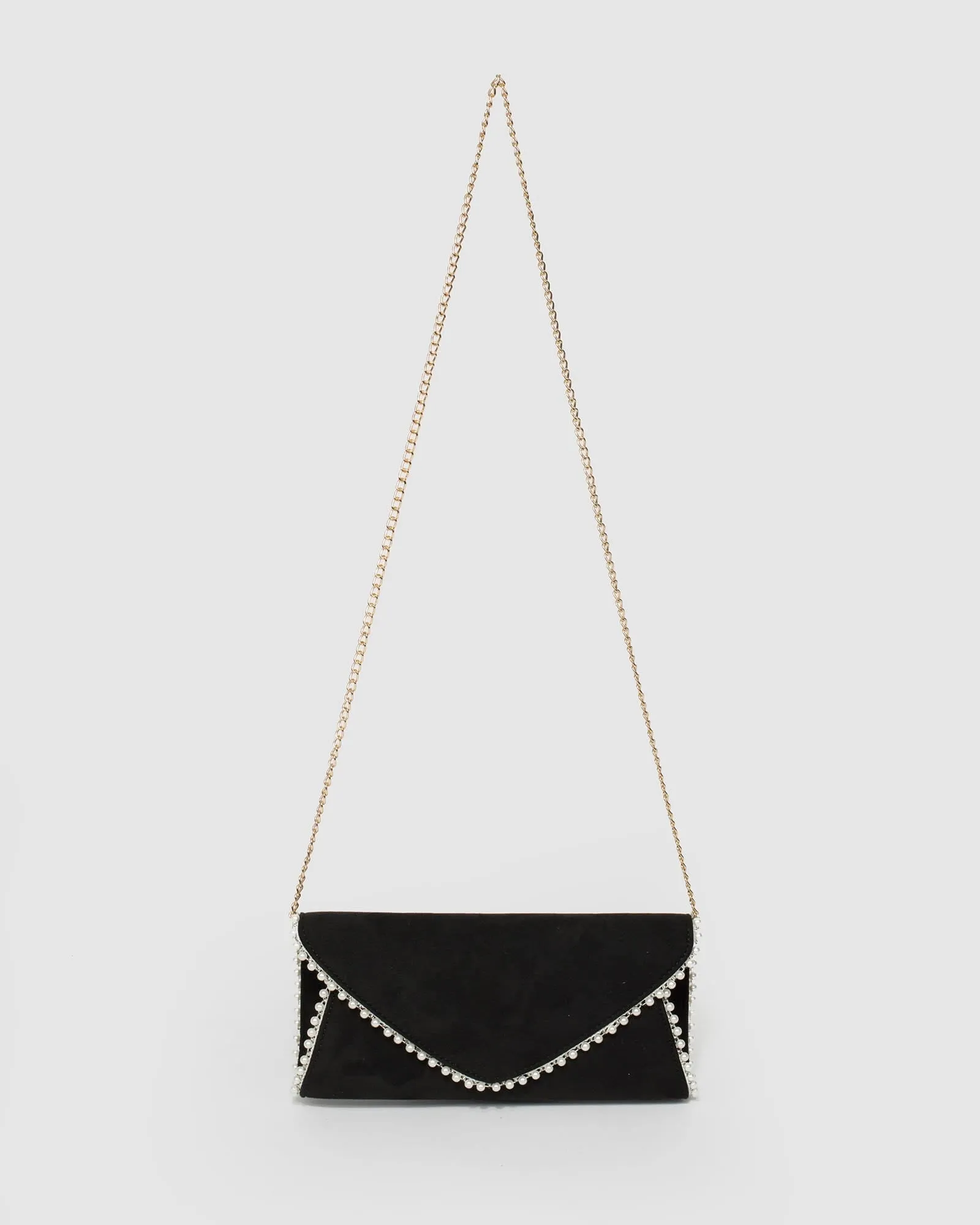 Black Oriana Pearl Clutch Bag