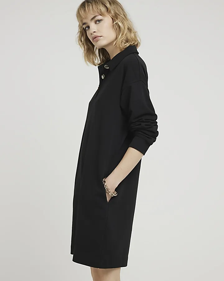 Black polo sweatshirt mini dress