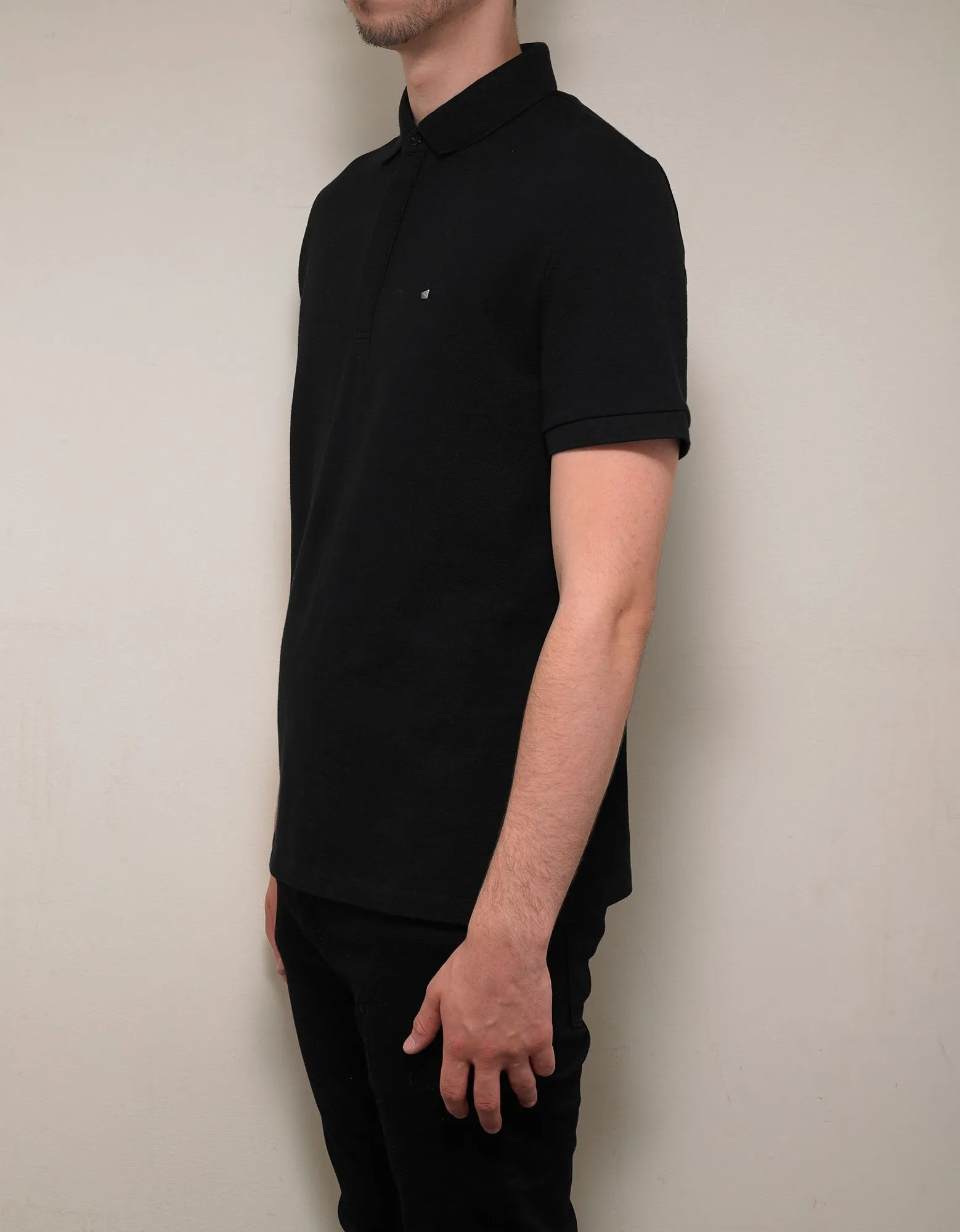 Black Polo T-Shirt with Rockstud