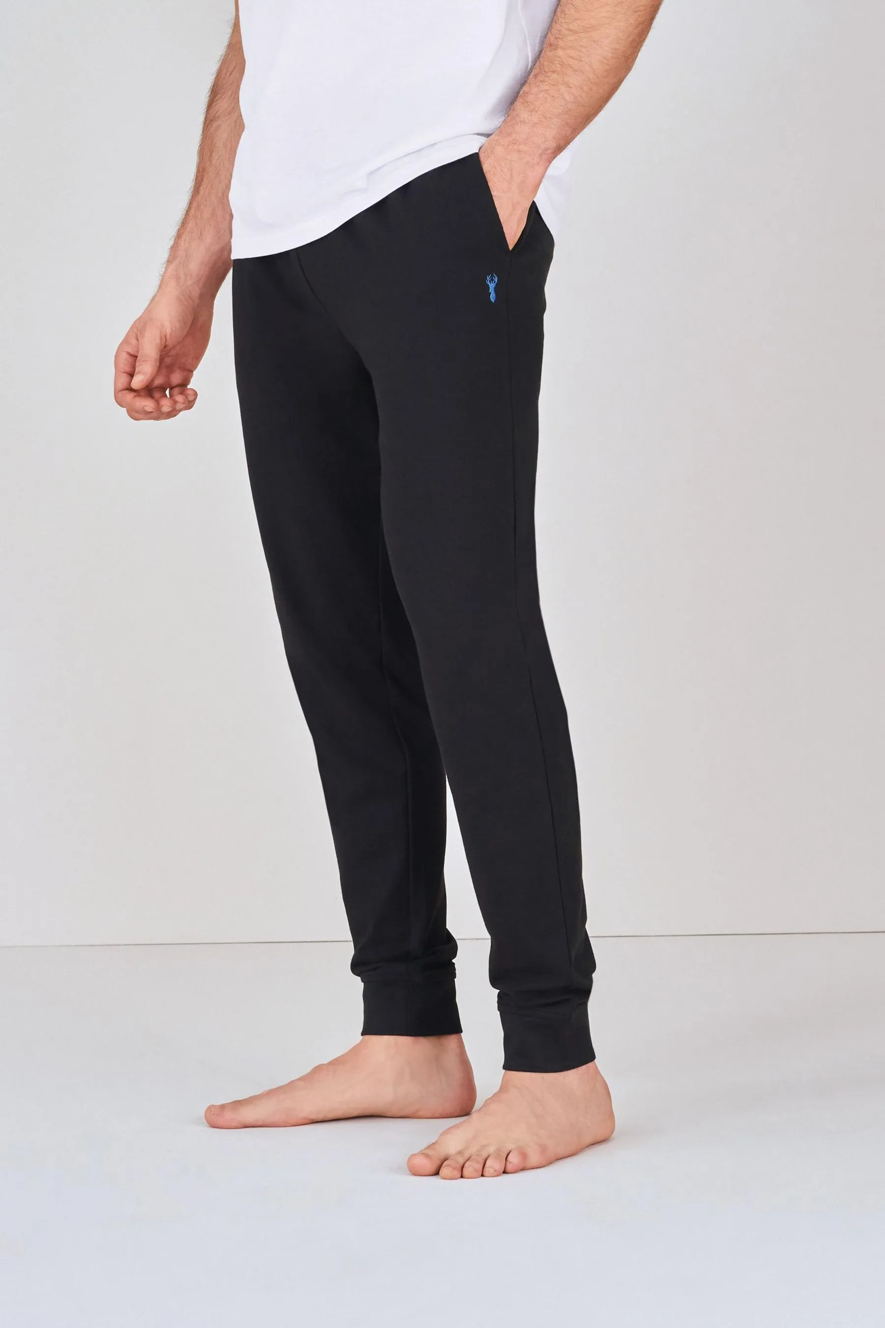 Black/Navy Cuffed 100% Cotton Slim Lightweight Joggers 2 Pack