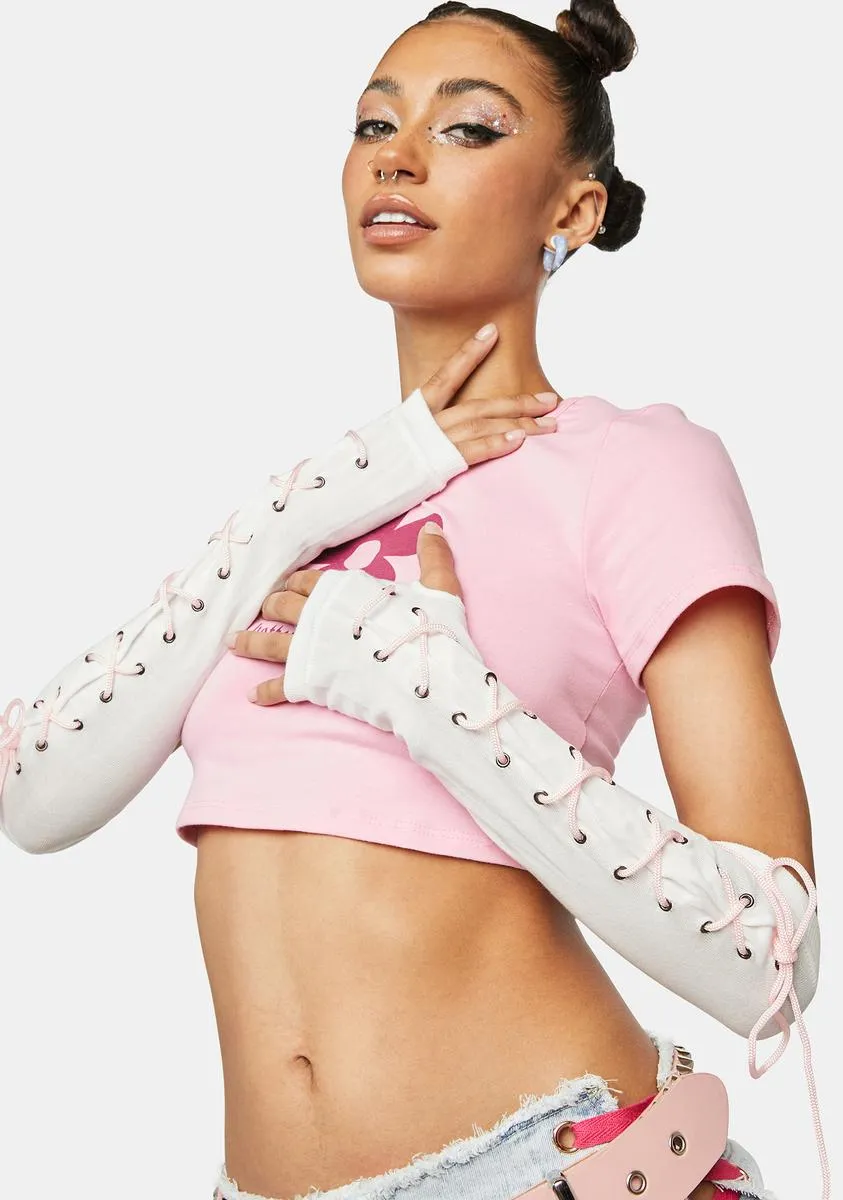 Blanc Carried Away Lace Up Gloves-