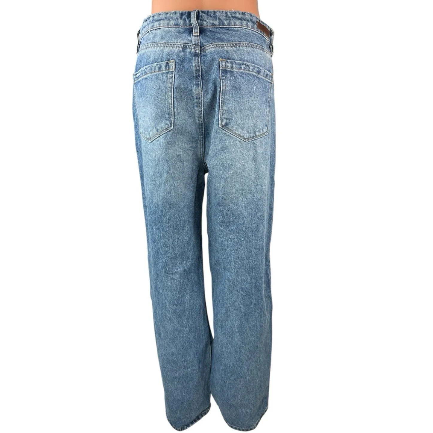 Blank NYC Womens Blue Distressed Franklin High Rise Wide Leg Denim Jeans Size 30