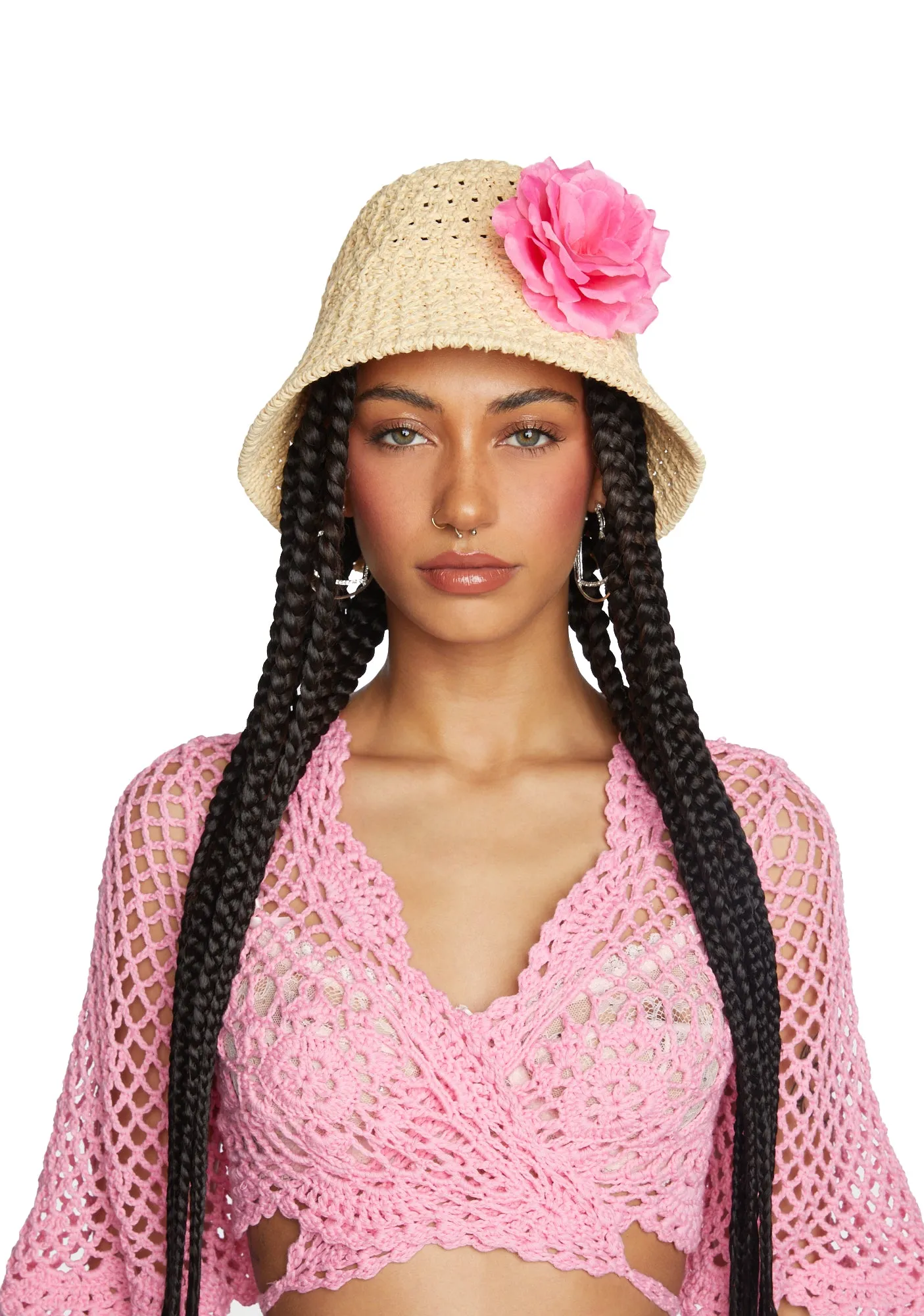 Blossom Blush Crochet Bucket Hat-