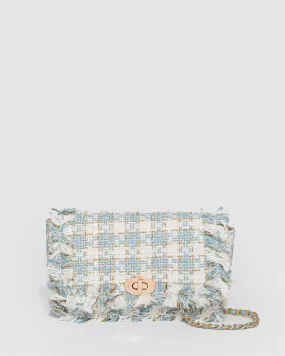 Blue Eboni Quilted Crossbody Bag