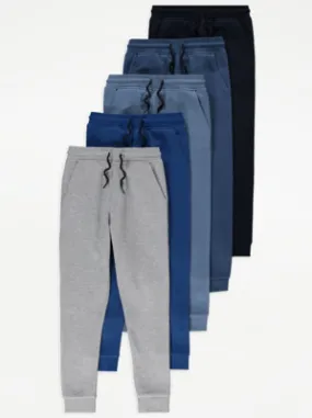 Blue Plain Joggers 5 Pack | Kids | George at ASDA