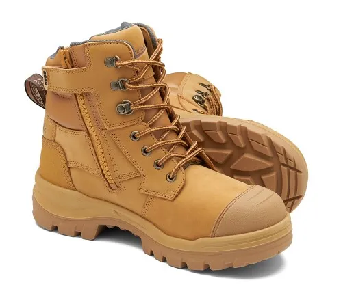 BLUNDSTONE 150mm RotoFlex Wheat Water-Resistant TPU Nubuck Zip Sided Safety Boot