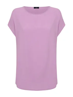 Blusa in twill di EcoSeta - Purple Rose