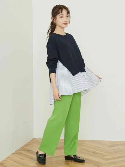 Bobo Tokyo Tasaishima 2 Material Striped Knit Pullover