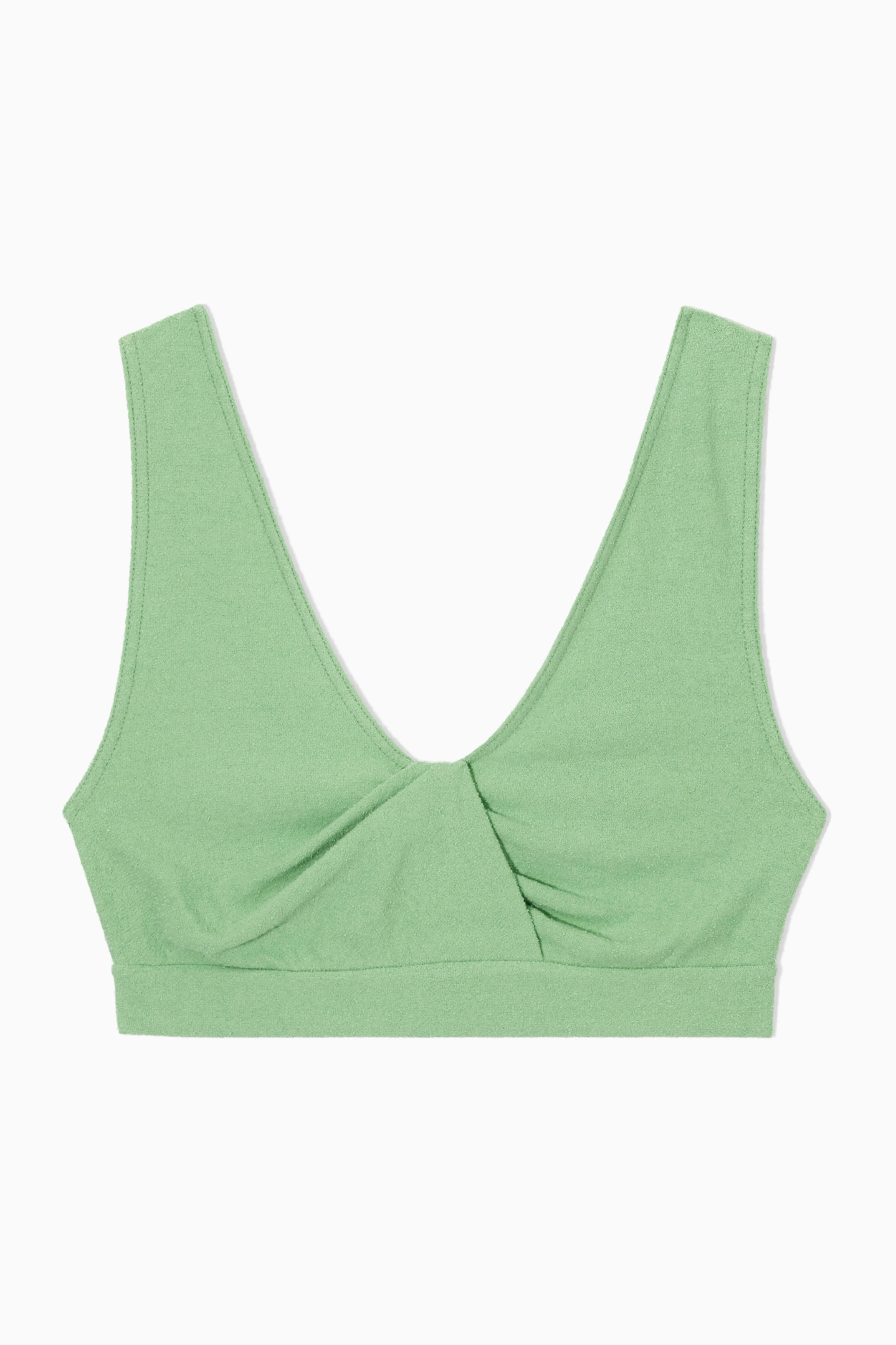 BOUCLÉ BRA TOP - V-neck - Sleeveless - LIGHT GREEN - Ladies | H&M GB
