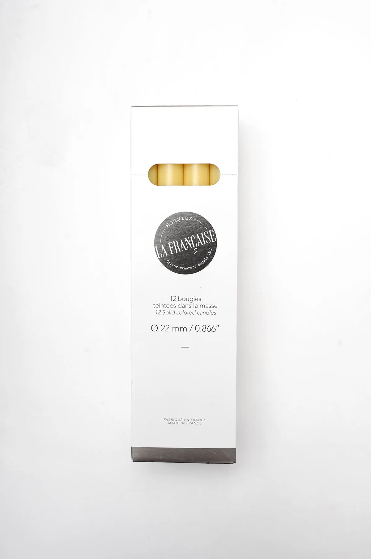 Box of 12 Jaune Dinner Candles
