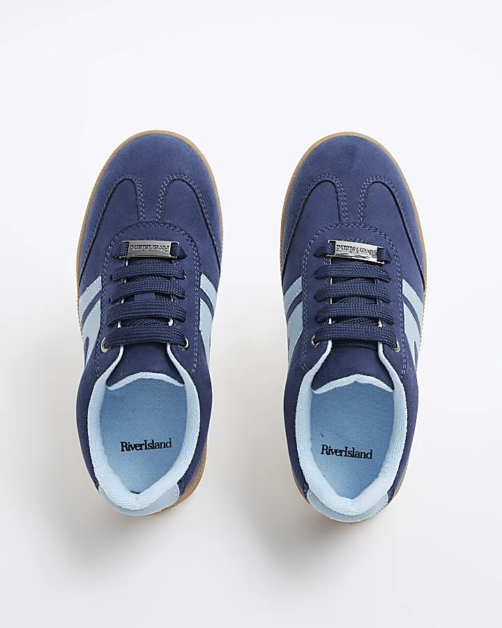 Boys blue panel trainers