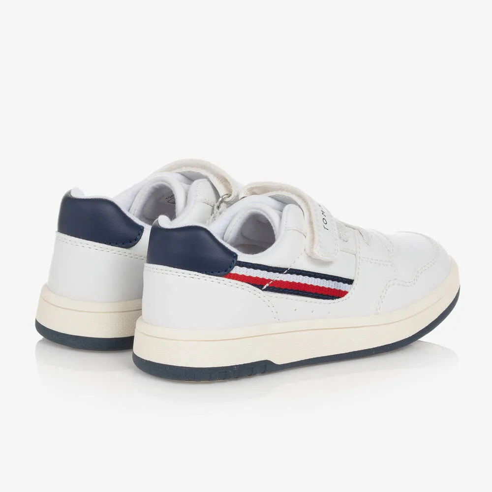 Boys White Logo Striped Trainers