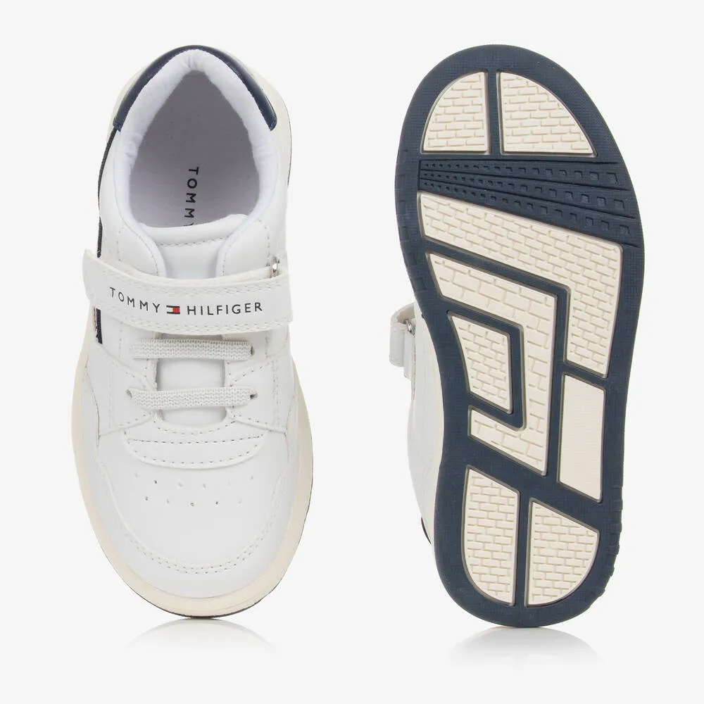 Boys White Logo Striped Trainers