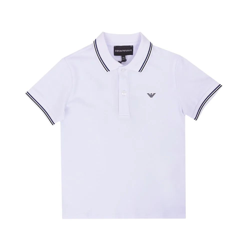 Boys White Tipped Polo Shirt