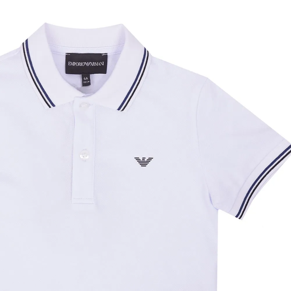 Boys White Tipped Polo Shirt