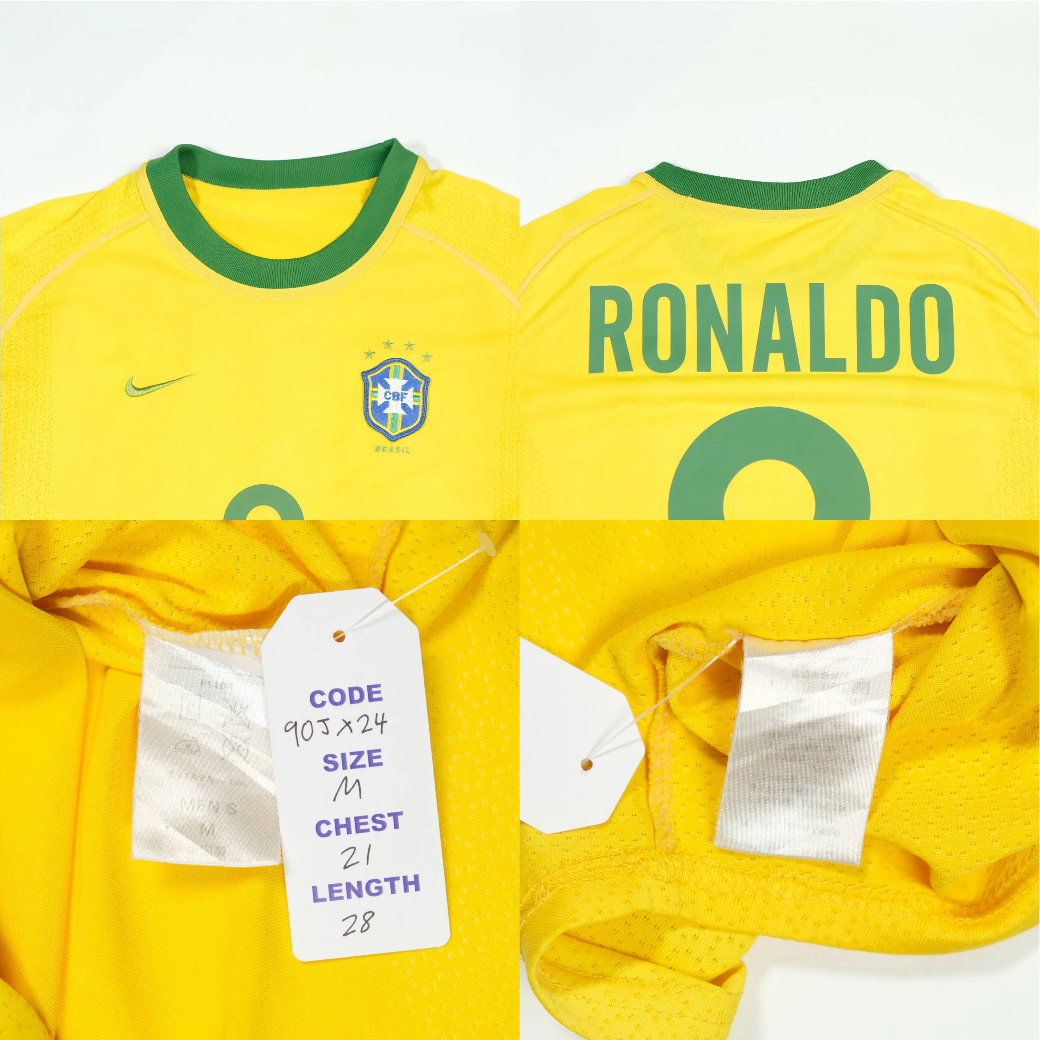 Brazil Ronaldo 9 Original Home Football Shirt 2000/2002 Nike (M)