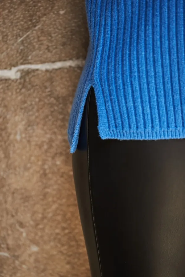 Bright Blue Zip Cuff Jumper