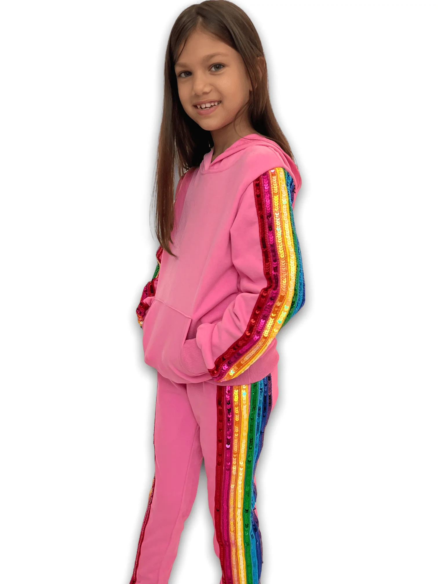 Bright Pink Rainbow Sequin Tracksuit