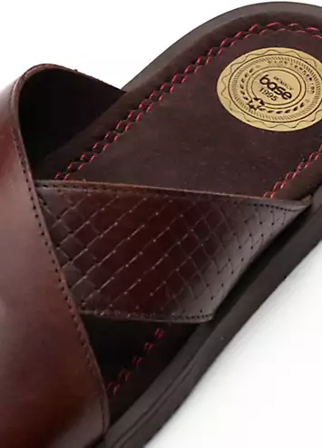 Brown Astro Slip on Sandals by Base London | Look Again