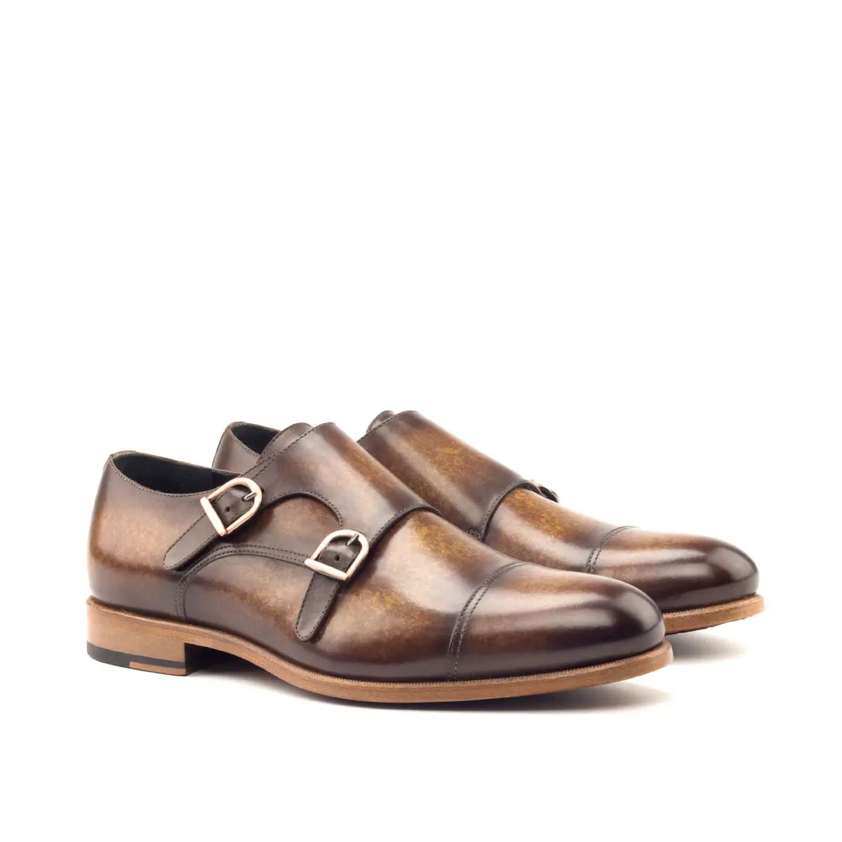 --Brown Double Monk Shoe-