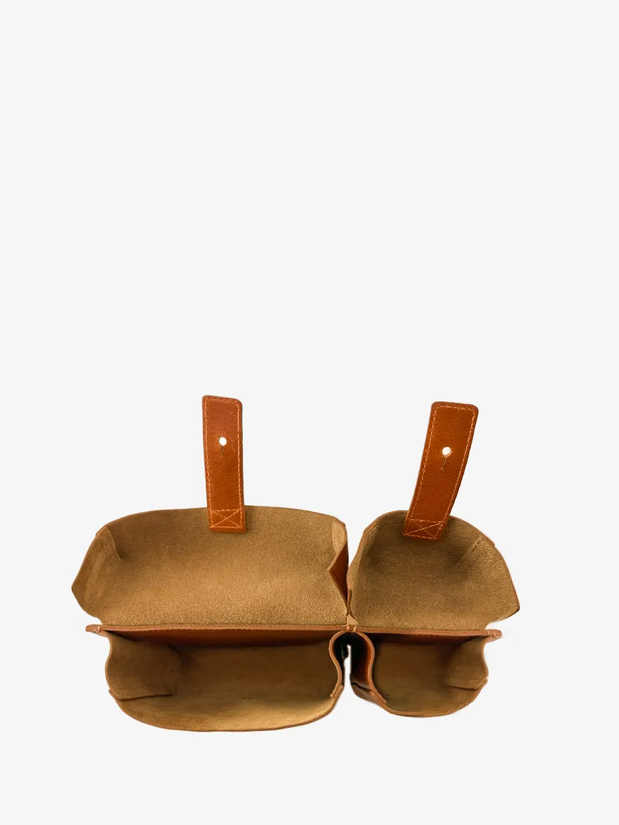 Brown Leather Crossbody Bag - LaCartouchière Oiled Cognac | PAUL MARIUS
