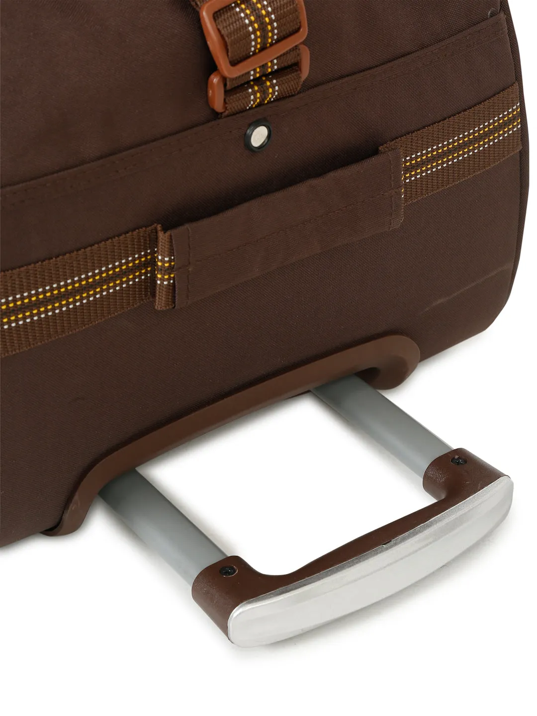 Brown Printed Medium Duffel Trolley Bag