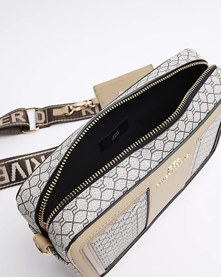Brown RI monogram boxy cross body bag