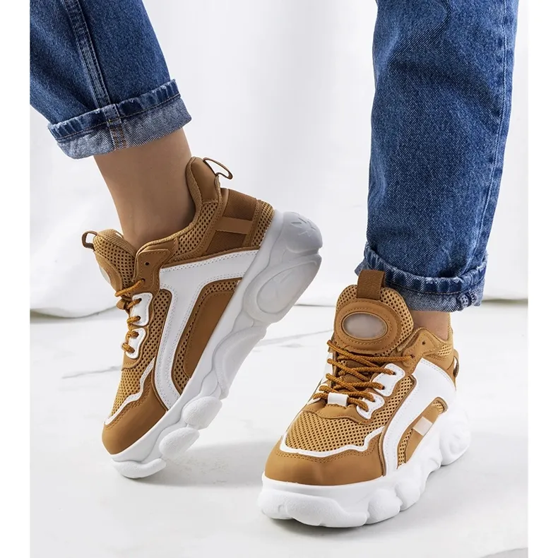 Brown women's Bonina sneakers white