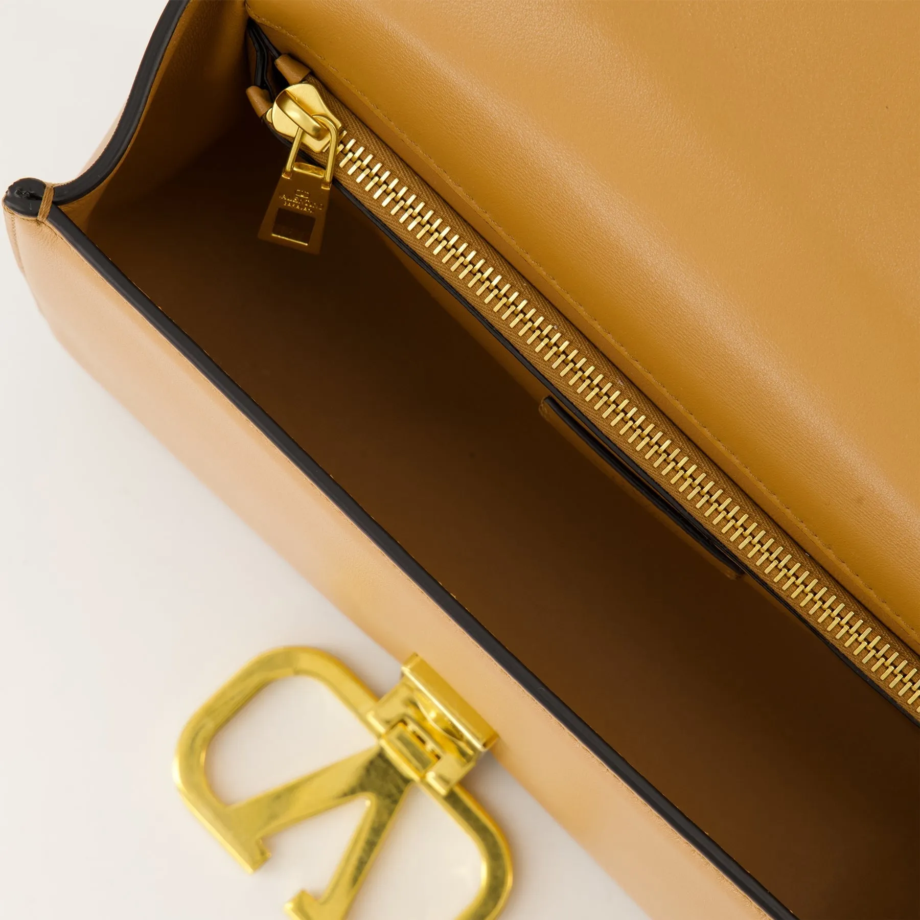Camel Leather Shoulder Bag VLogo Signature