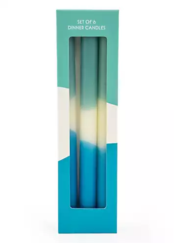 Candlelight Two Tone Brights Set of 6 Teal Dinner Candles | Kaleidoscope