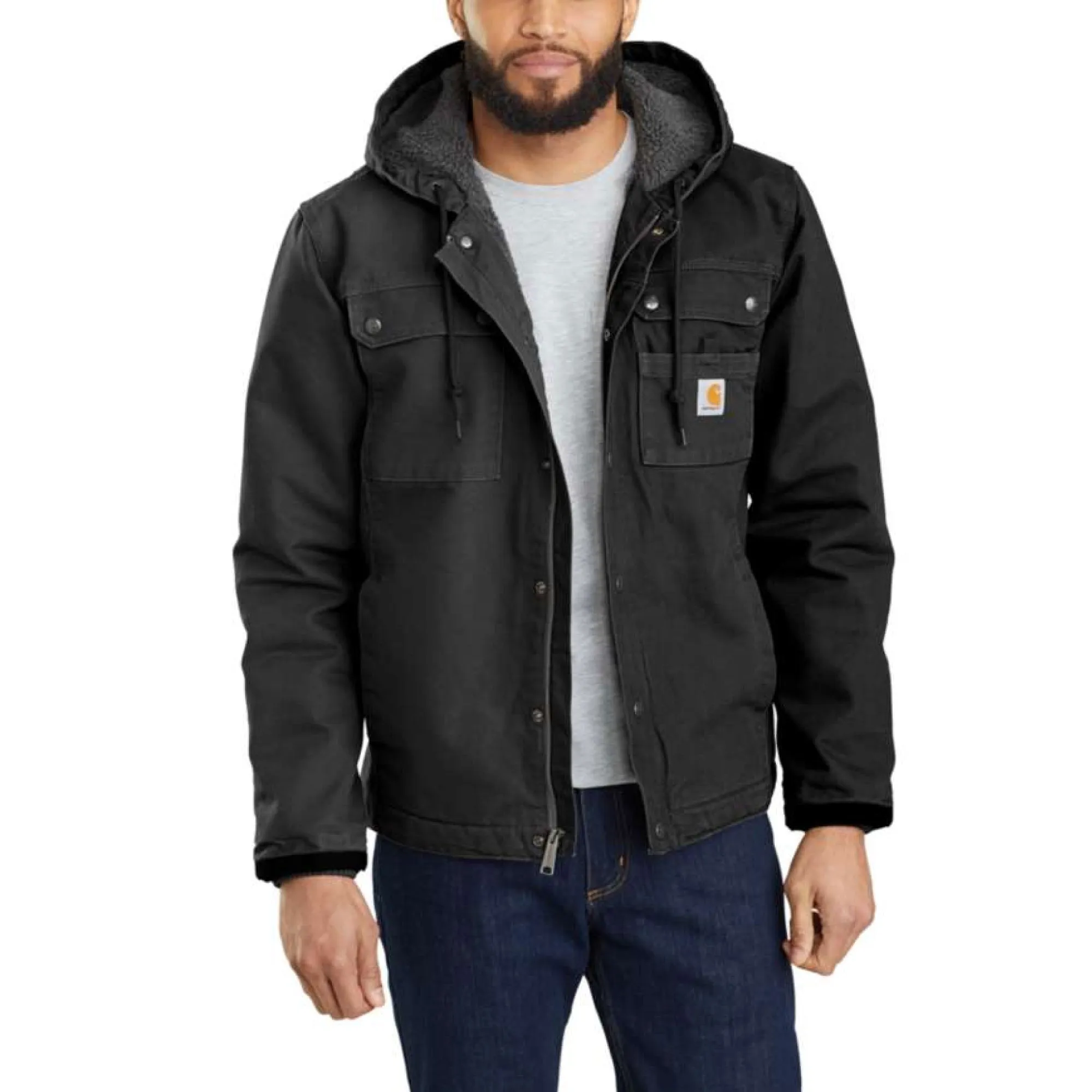 Carhartt Bartlett Washed Duck Sherpa Lined Utility Jacket Black Large
