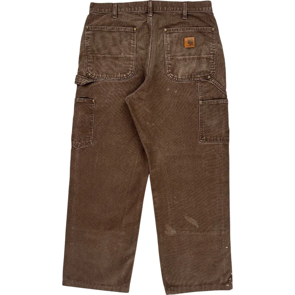 Carhartt Brown Double Knee Work Trousers - 32W 26L - Brown Cotton