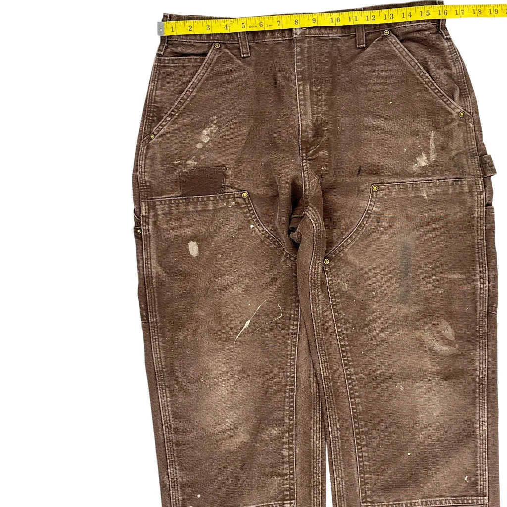 Carhartt Brown Double Knee Work Trousers - 32W 26L - Brown Cotton