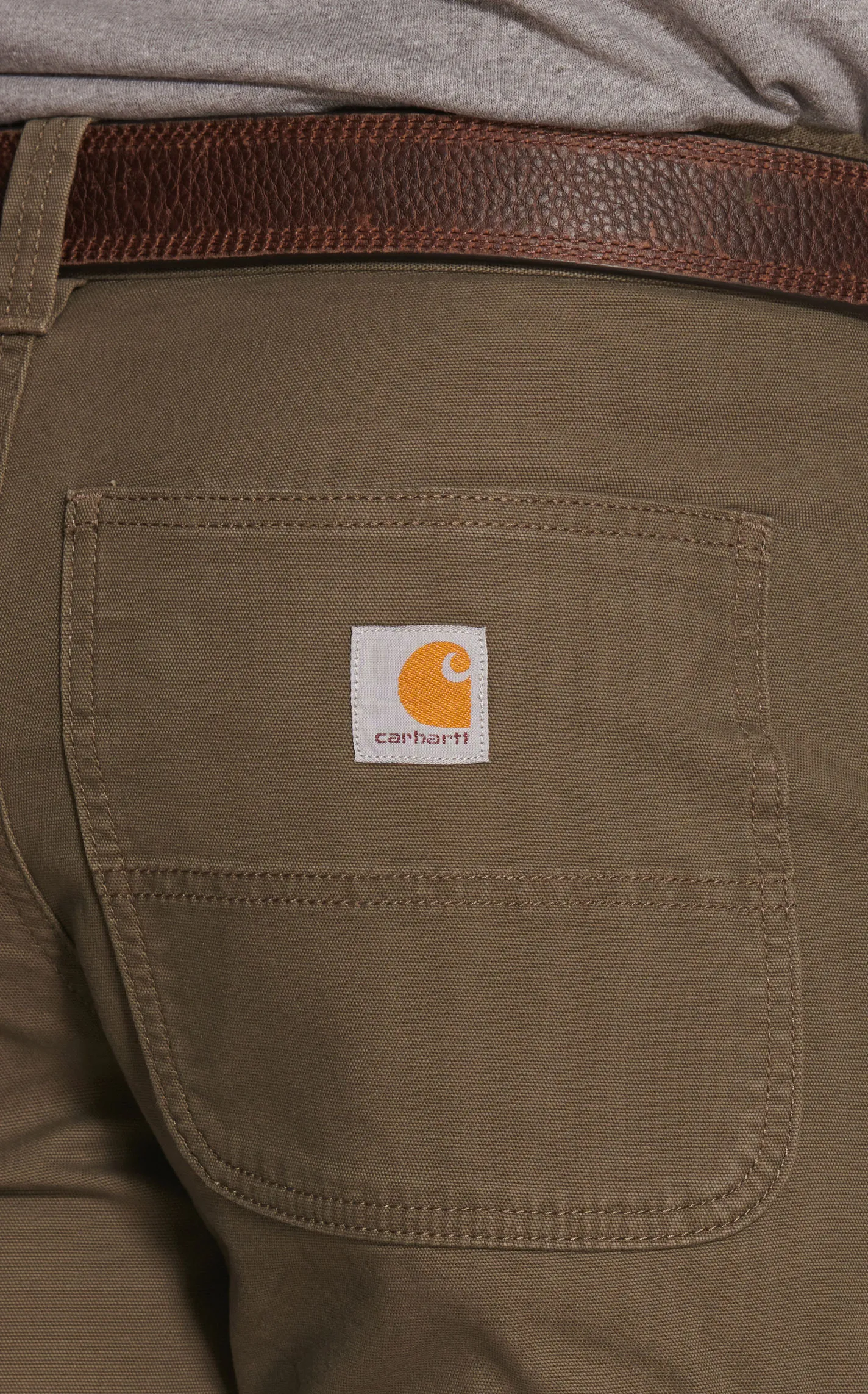 Carhartt Men's Mossy Taupe Relaxed Fit Straight Leg Rugged Flex Stretch Canvas Double-Front Work Pants