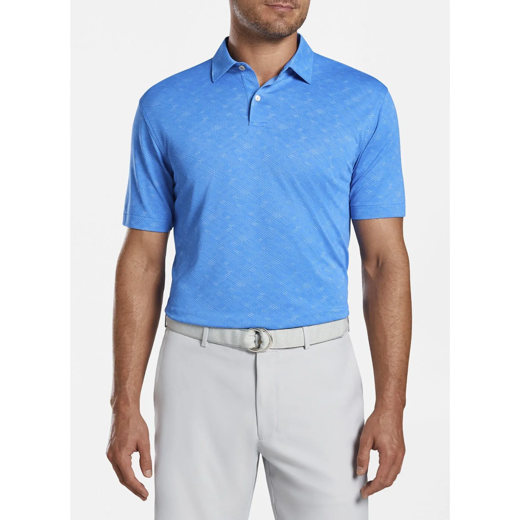 Carl Geometric Performance Jacquard Polo