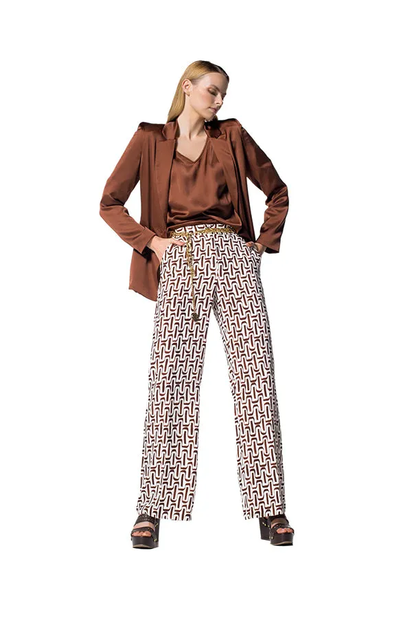 Caroline Biss RETRO PRINT LOOSE STRAIGHT TROUSERS