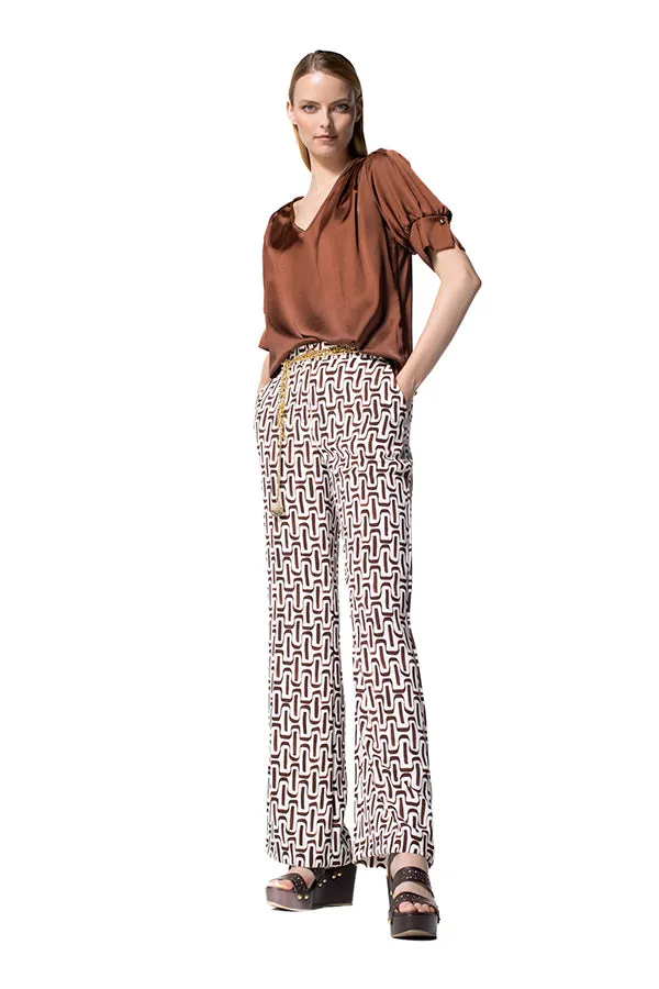 Caroline Biss RETRO PRINT LOOSE STRAIGHT TROUSERS