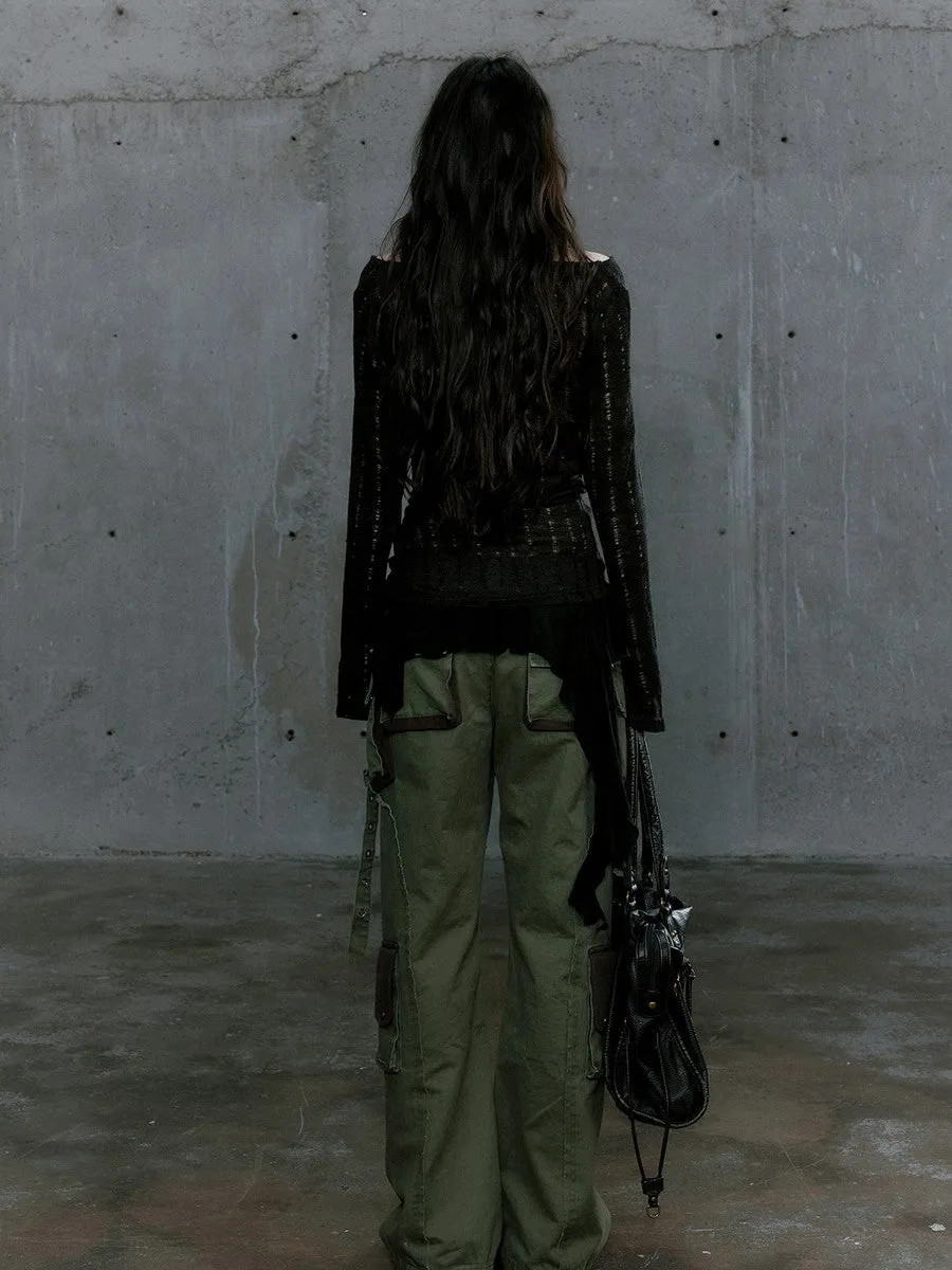 Casual Side-Pocket Straight Bi-Color Cargo-Pants