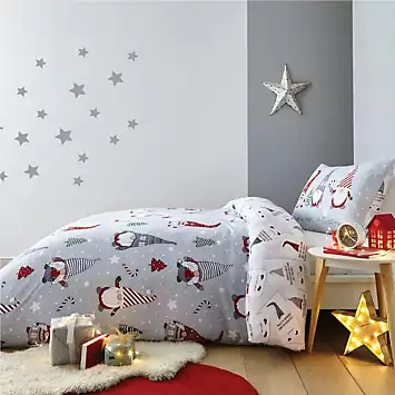 Catherine Lansfield Christmas Gnomes Brushed Cotton Duvet Cover Set | Kaleidoscope
