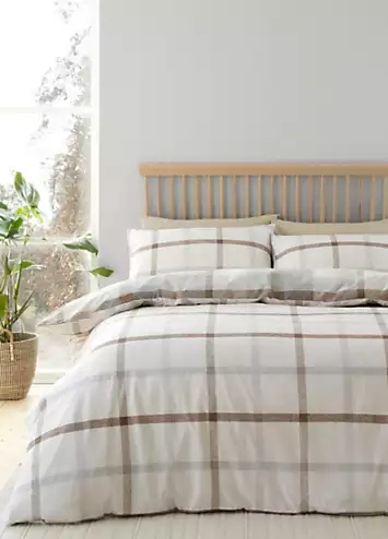 Catherine Lansfield Natural Check Brushed Cotton Duvet Cover Set | Kaleidoscope