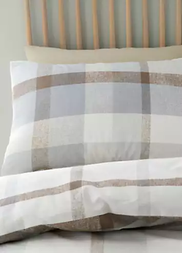 Catherine Lansfield Natural Check Brushed Cotton Duvet Cover Set | Kaleidoscope