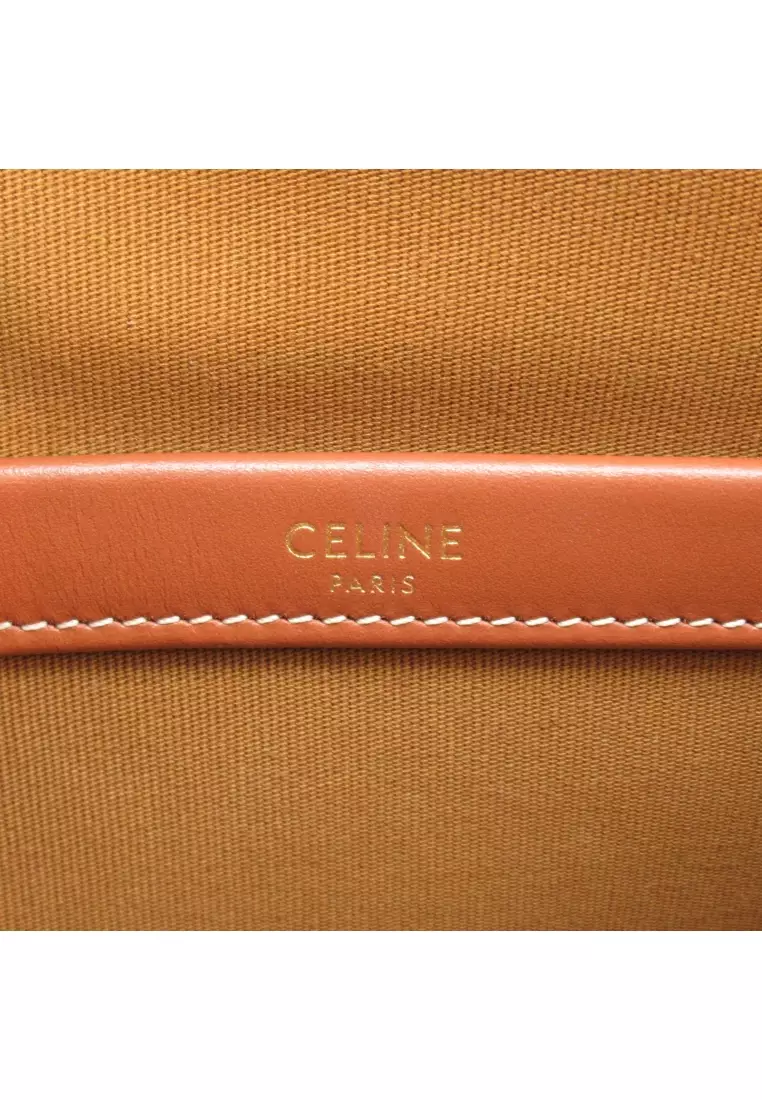 Celine Pre-loved Celine mini horizontal Hippopotamus tote bag Handbag tote bag Calfskin (cowhide) canvas Triomphe Brown Dark bro
