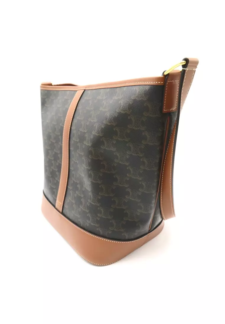 Celine Pre-loved Celine Shoulder bag Shoulder bag PVC Coated Canvas leather black Brown