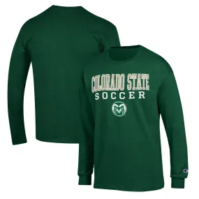 Champion Colorado State Rams Green Soccer Stack Logo Long Sleeve T-Shirt