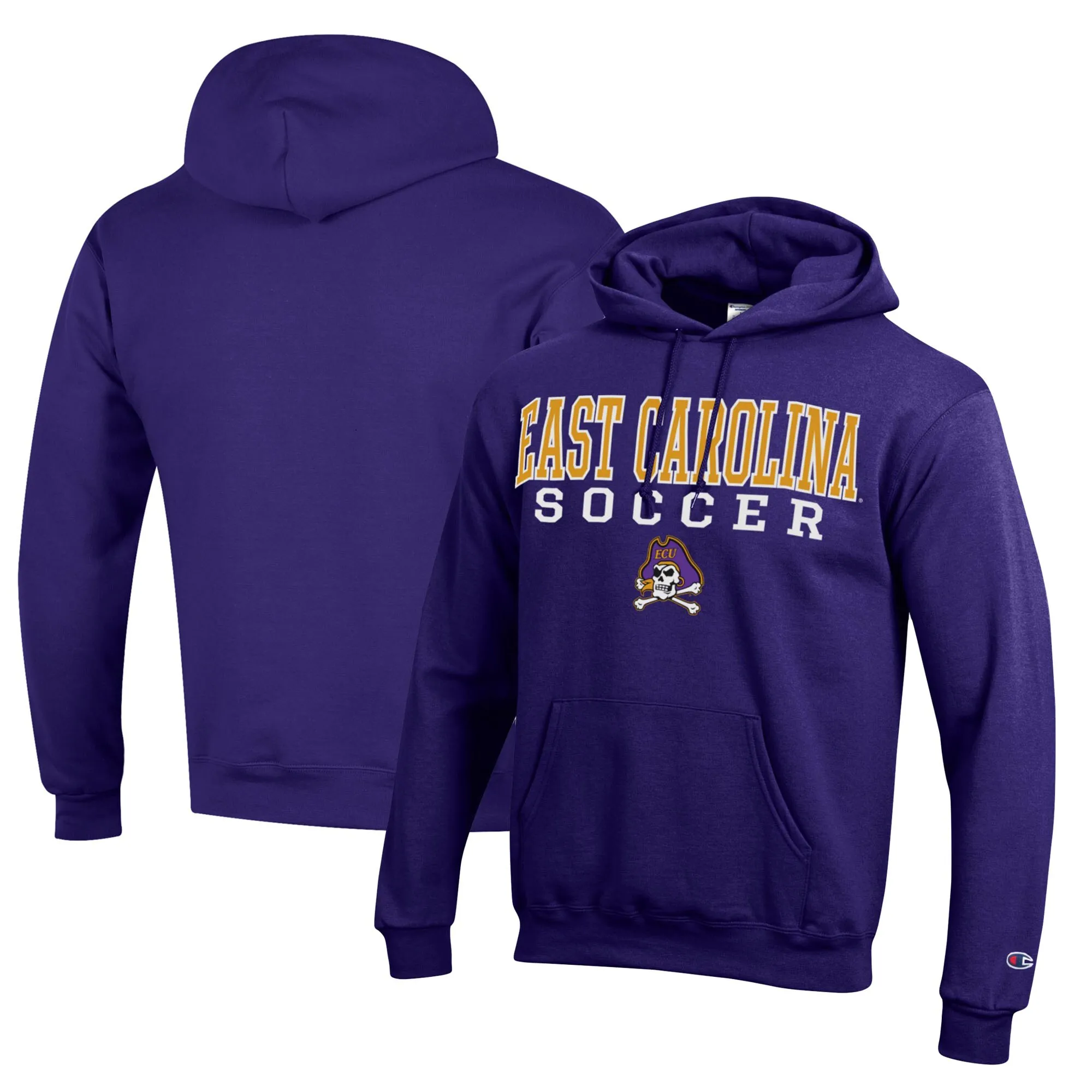 Champion ECU Pirates Purple Soccer Stack Logo Powerblend Pullover Hoodie