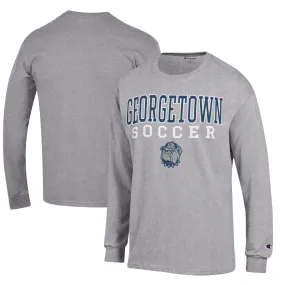 Champion Georgetown Hoyas Heather Gray Soccer Stacked Logo Long Sleeve T-Shirt